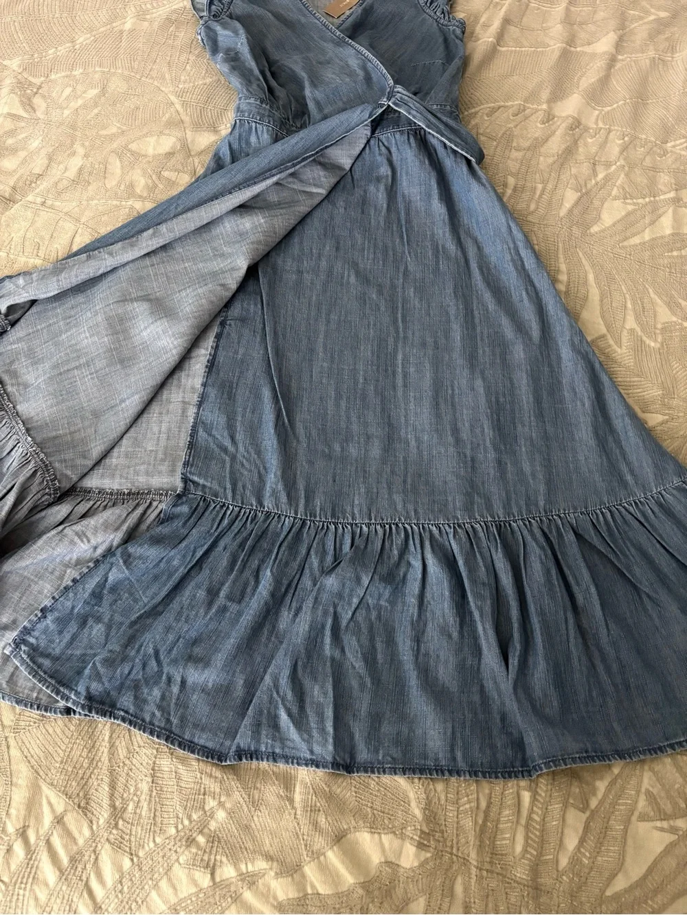 J. Crew Light Blue Denim Wrap Maxi Dress